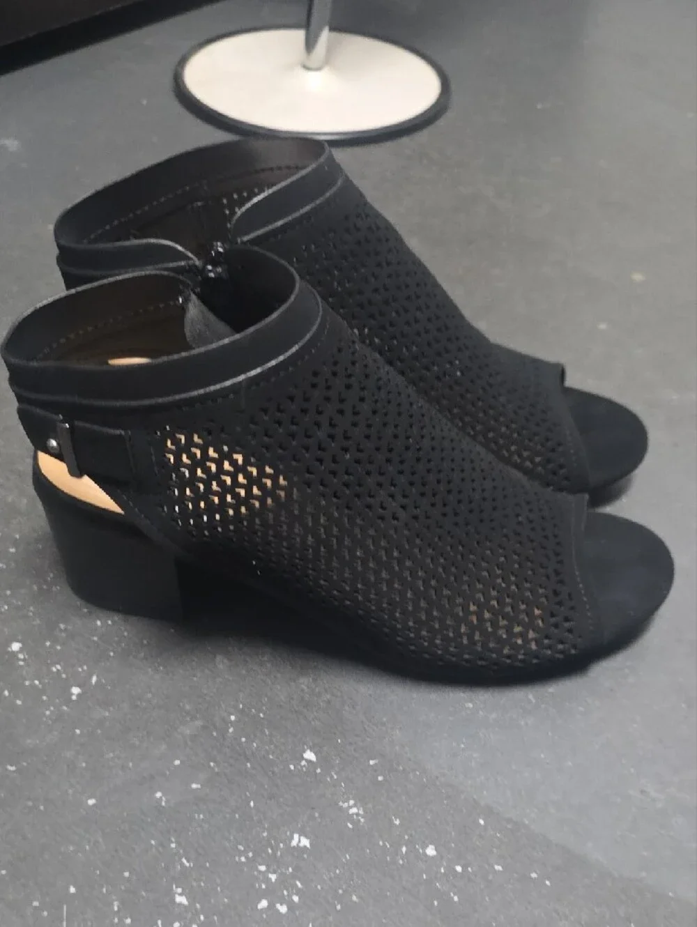 Soda Black Perforated Platform Sandals with Ankle Strap